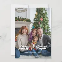 Merry & Bright Modern Photo Collage Family Xmas Holiday Card