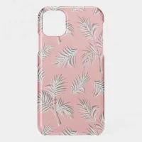 Cute Pink and White Palm Leaf iPhone 11 Case