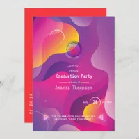 Bright Glow Geometric Virtual Graduation Party Invitation