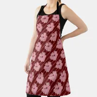 Pink Flowers And Stripes Apron