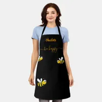 Black yellow bees name bee happy apron