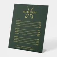 Professional Services Green Barbershop Price List Pedestal Sign