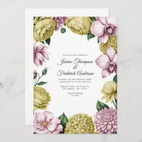 Blush Pink & Soft Gold Watercolor Floral Wedding Invitation