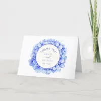 Elegant Blue Watercolor Hydrangea Custom Wedding  Thank You Card