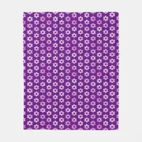 Pretty Purple Flower Pattern Fleece Blanket