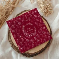 Elegant Vintage Romance Burgundy Floral Wedding Cloth Napkin