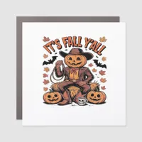 It’s Fall Y’all Western Cowboy Pumpkin Halloween Car Magnet