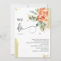 *~* WE DO Pink Rose Floral RSVP AR15 QR WEDDING Invitation