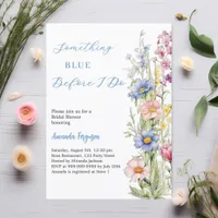 Something blue floral pink purple Bridal Shower Invitation