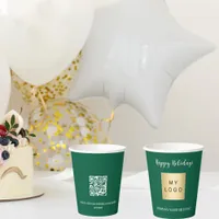 Christmas green business corporate logo qr code paper cups