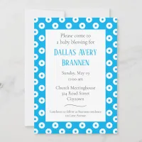 Fun & Playful Blue Polka-Dot Baby Blessing Invitation