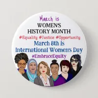 March is International Women's Day    Button