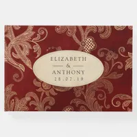 Burgundy and Gold Floral Wedding Guest Book