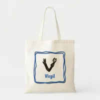 Tote Bag - Cat Letter V with Name in Frame