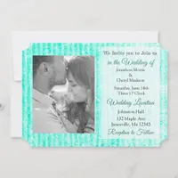 Mint Green  Damask Photo Wedding Invites