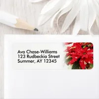 Festive Red White Floral Poinsettias Label