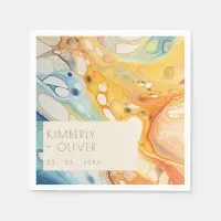 Abstract Sea Waves and Sand Stones Beach Wedding Napkins