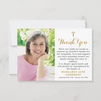 Simple Cross Photo Personalized Elegant Funeral Thank You Card