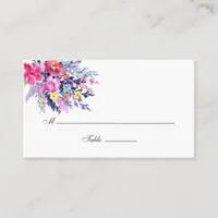 Colorful Watercolor Floral Wedding Place Card