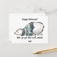 Funny Sleepy Polar Bear Happy Retirement Postcard