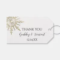 Gold Snowflake on White Winter Wedding Favor Tags