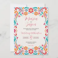 Mexican Floral Traditional Folk Art Wedding Invitation