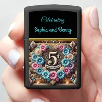 Timeless Grace 5th Anniversary Floral Circle Zippo Lighter