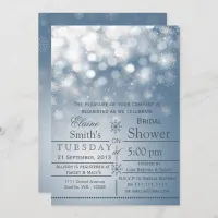 Blue snowflakes Winter Bridal shower Invite