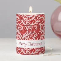 Red Abstract Snowflake Pattern#10 ID1009 Pillar Candle