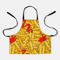 Fries and Ketchup Funny Cartoon Apron