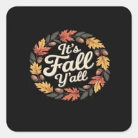 It’s Fall Y’all Halloween Bats Pumpkin Trendy Square Sticker