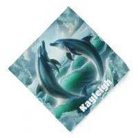 Monogram Blue Teal Dolphins Ocean | Bandana