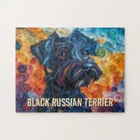 Black Russian Terrier Paper Quilling Art Portrait Jigsaw Puzzle