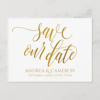 Luxe Typography Save-the-Date Postcard | Faux Foil