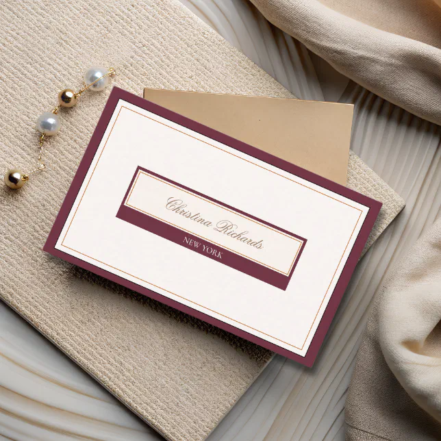 Classy Burgundy Ivory Business Card