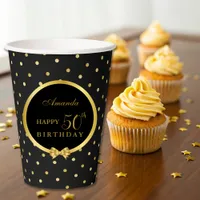 Elegant Black & Gold Surprise Birthday Party Paper Cups