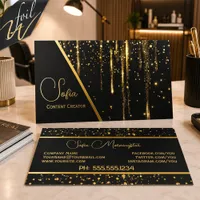 Shimmering Gold Cascading Rain  Foil Business Cards