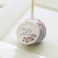 Elegant Gold Glitter Geometric Pink Floral Wedding Cake Pops