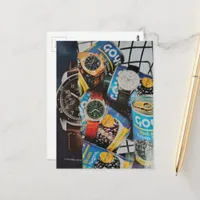 Watches and Canned Goods Collage Postcard