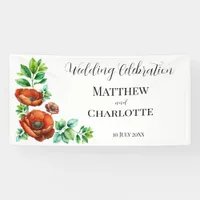 Sublime Watercolor Red Poppies in Vintage Style Banner