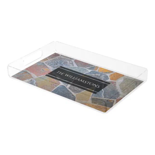 Elegant Painted Cobblestones / Decorative Stones Acrylic Tray