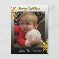 Add a Photo to this Black Snowflake Christmas Card