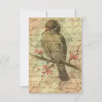 Vintage Sparrow Pink Save The Date For Wedding