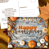 Rustic Autumn Vibes Thanksgiving Postcard