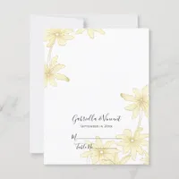Pale Yellow Daisies Wedding Reception Place Card