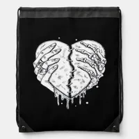 Gothic Skeleton Heart Hands Retro Aesthetic Drawstring Bag