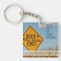 Road Sign Hold Fast to Dreams Keychain