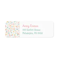 Birthday Confetti Colorful Cute Return Address Label