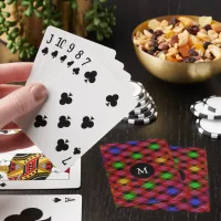 Your Monogram Gingham Check Multicolored Pattern Poker Cards