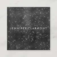 Elegant Black Sparkle Beauty Stylist Square Business Card